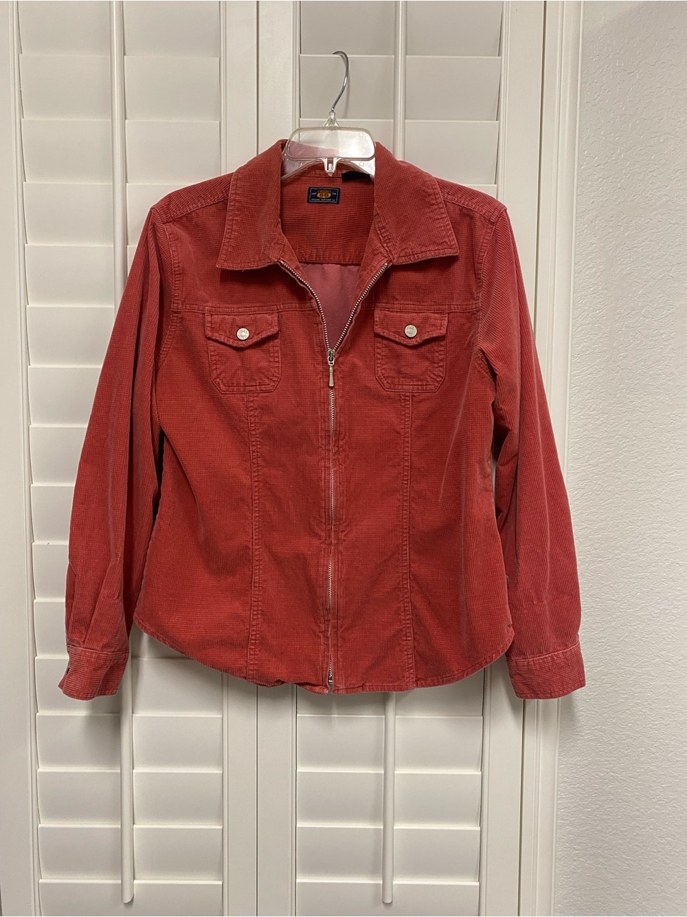 Route 66 Women's Corduroy Zip Jacket in Rust Red